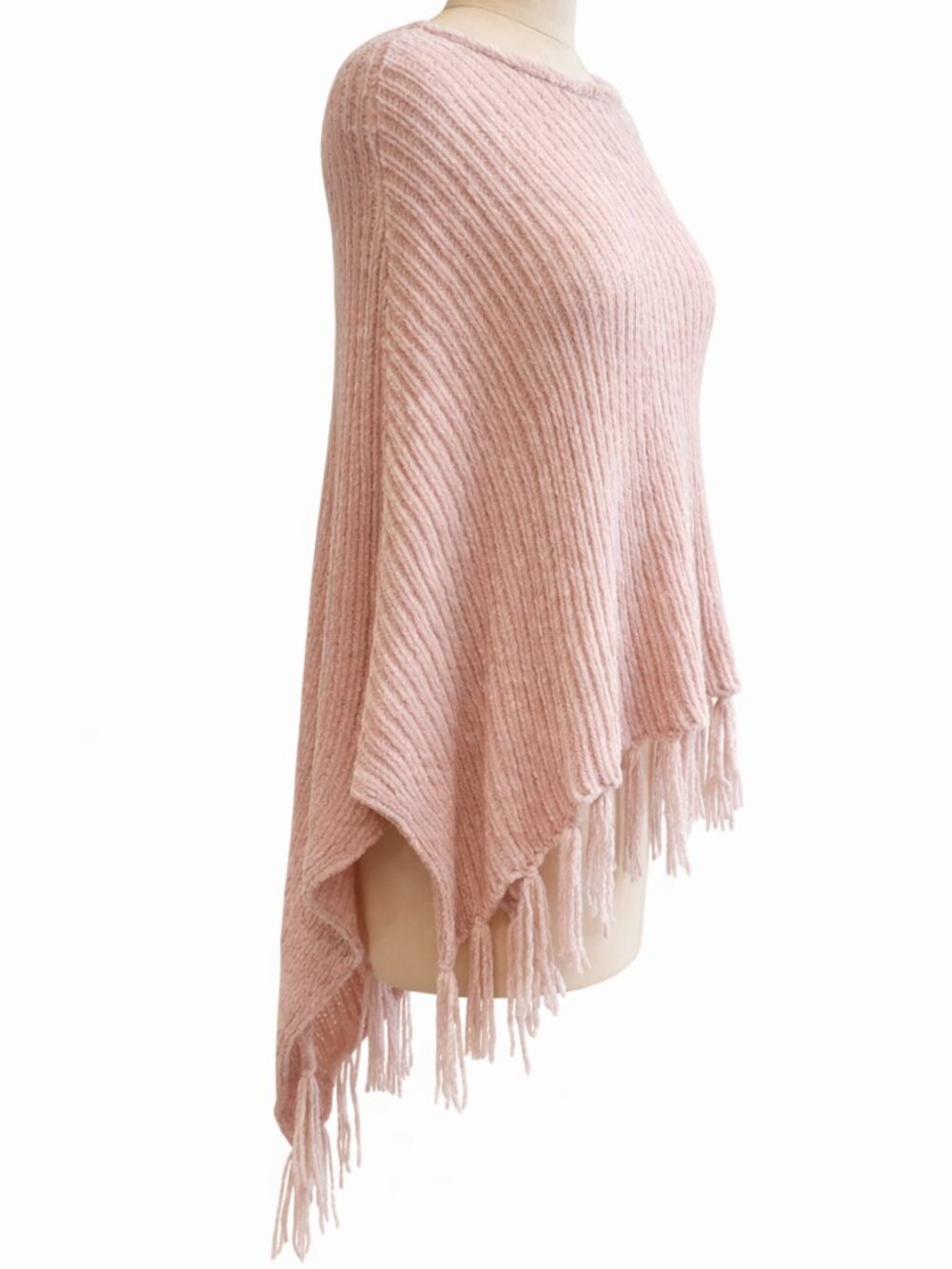 💋Summer Blush Chenille Knit Poncho w/Fringe | Soft Drape | Luxe Feel | One Size
